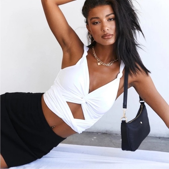 Lioness/ Princess Polly Porto Cervo Tie Up Crop White NWT - Picture 1 of 7